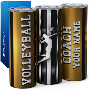 Personalized Volleyball Coach Stripes 20oz Skinny Tumbler