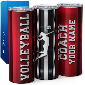 Personalized Volleyball Coach Stripes 20oz Skinny Tumbler