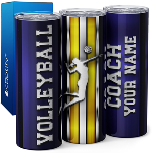 Personalized Volleyball Coach Stripes 20oz Skinny Tumbler