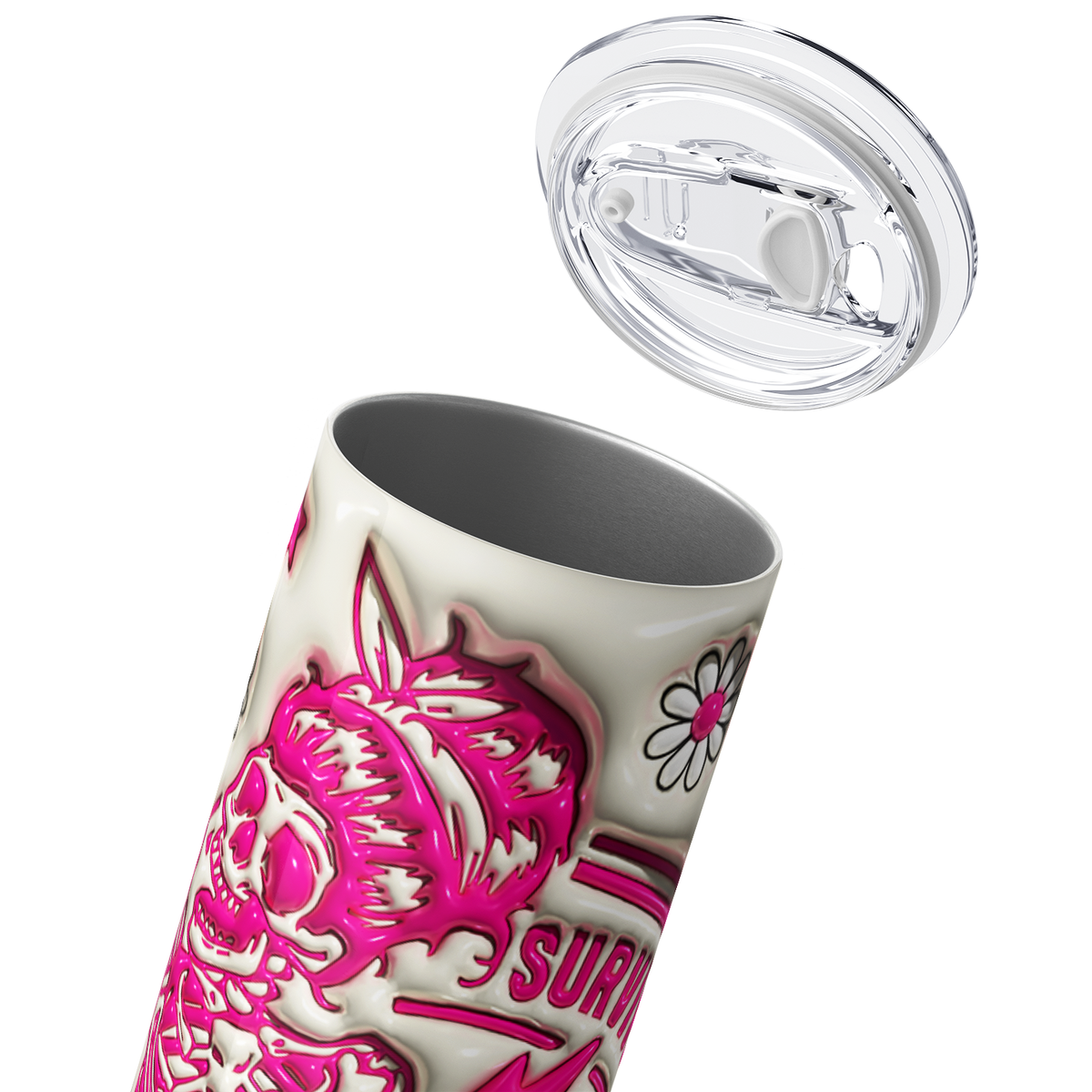 Surviving Motherhood One Meltdown at a Time Inflated 20oz Skinny Tumbler