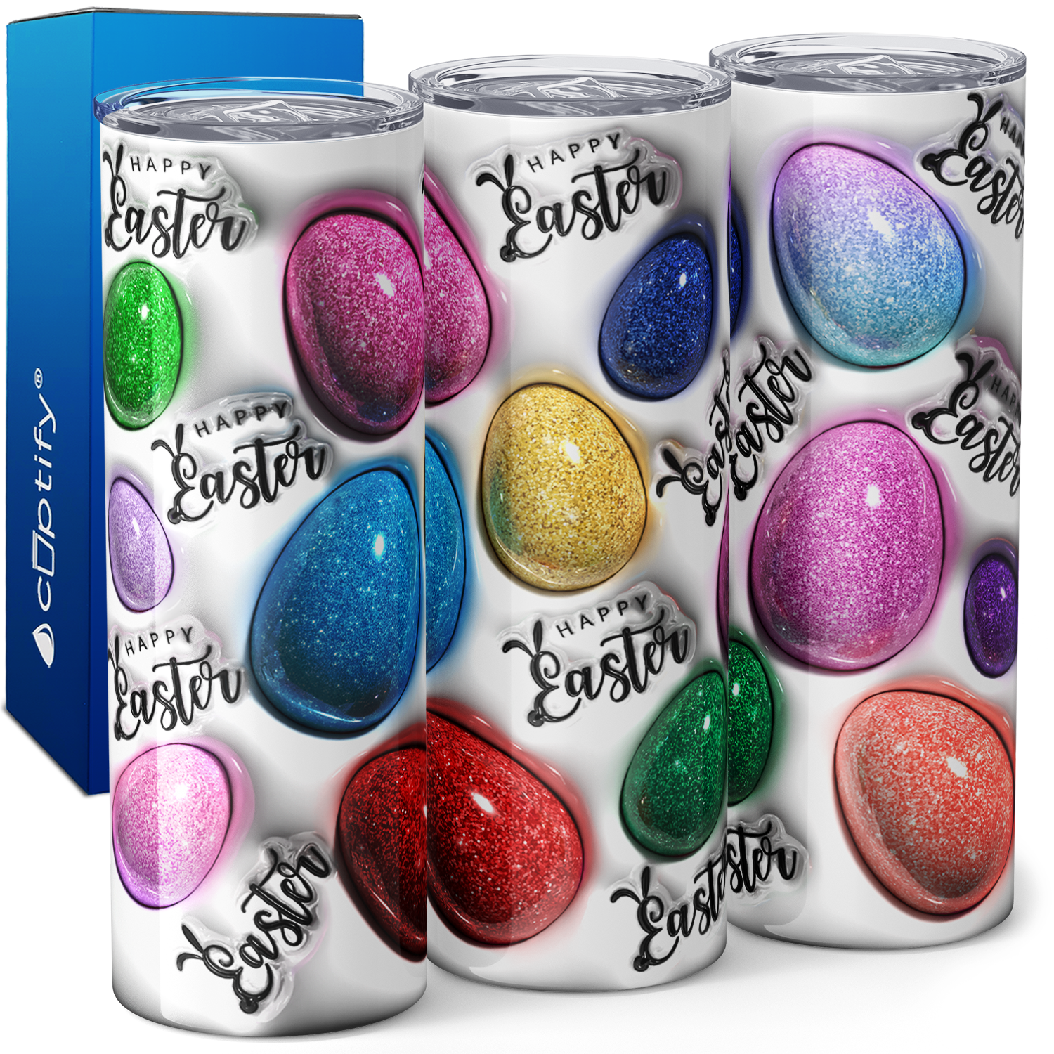 Happy Easter and Easter Eggs 20oz Skinny Tumbler