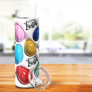 Happy Easter and Easter Eggs 20oz Skinny Tumbler