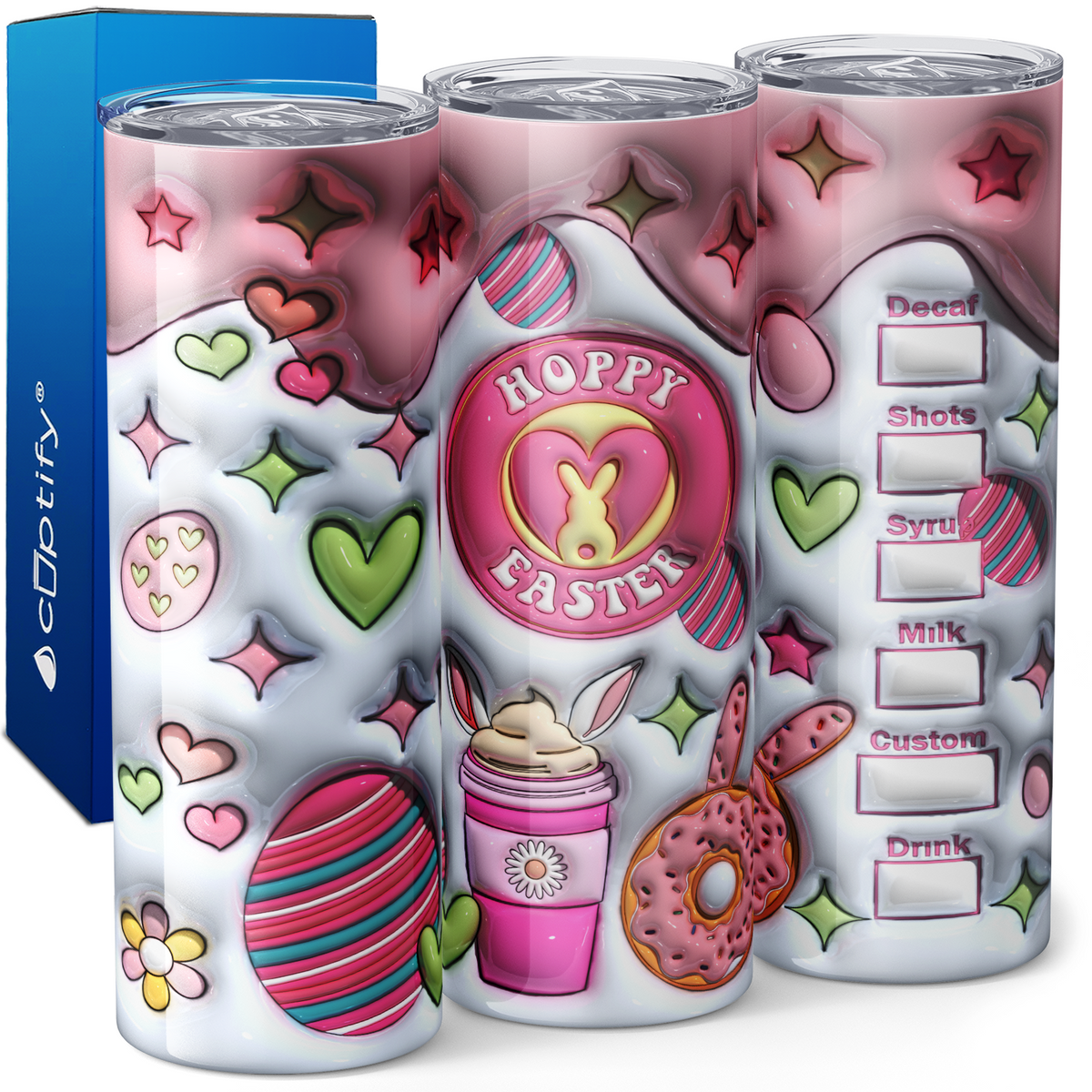 Hoppy Easter Pink Coffee Cup 20oz Skinny Tumbler