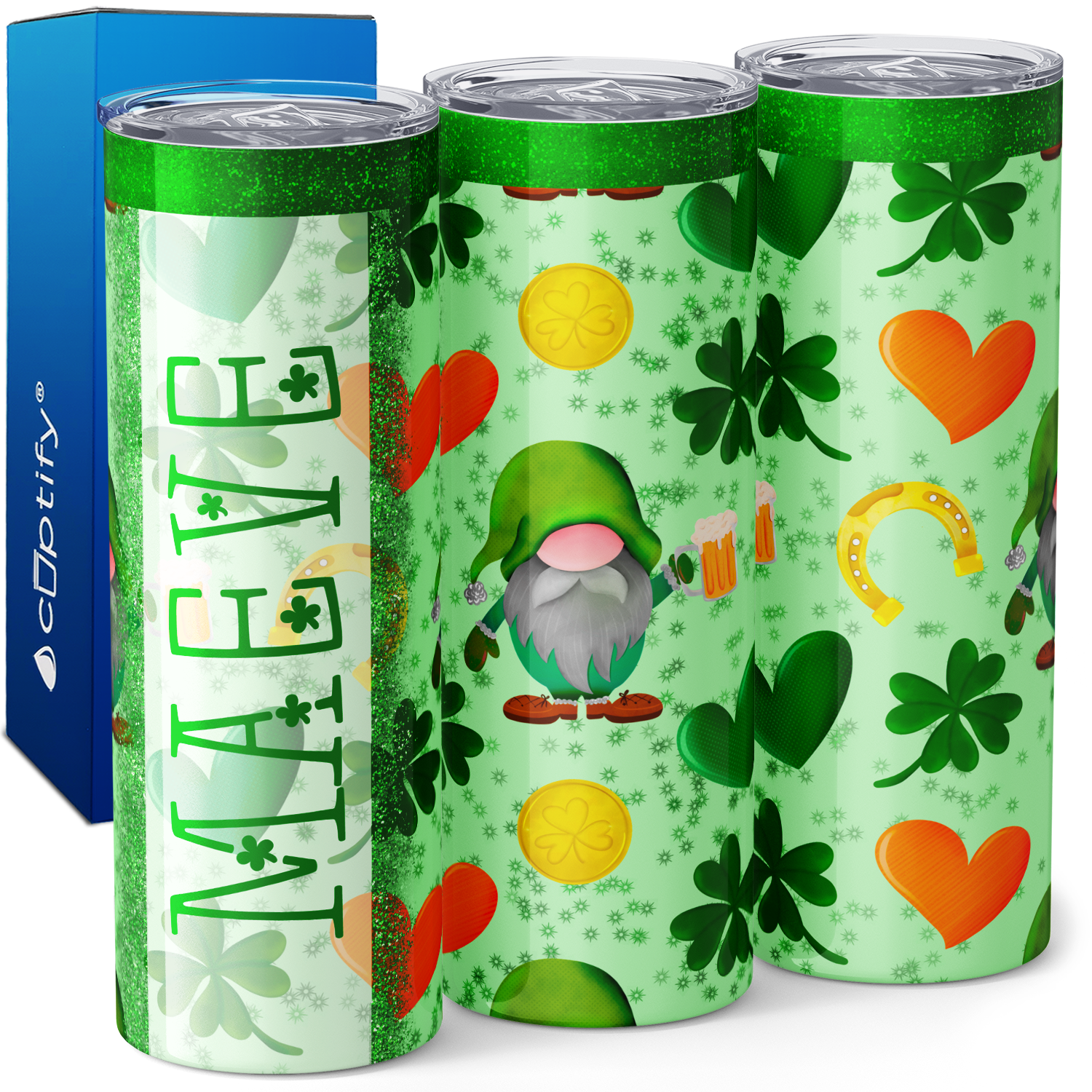 Personalized St. Patrick's Gnome 20oz Skinny Tumbler