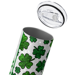 Personalized Glitter Shamrocks 20oz Skinny Tumbler