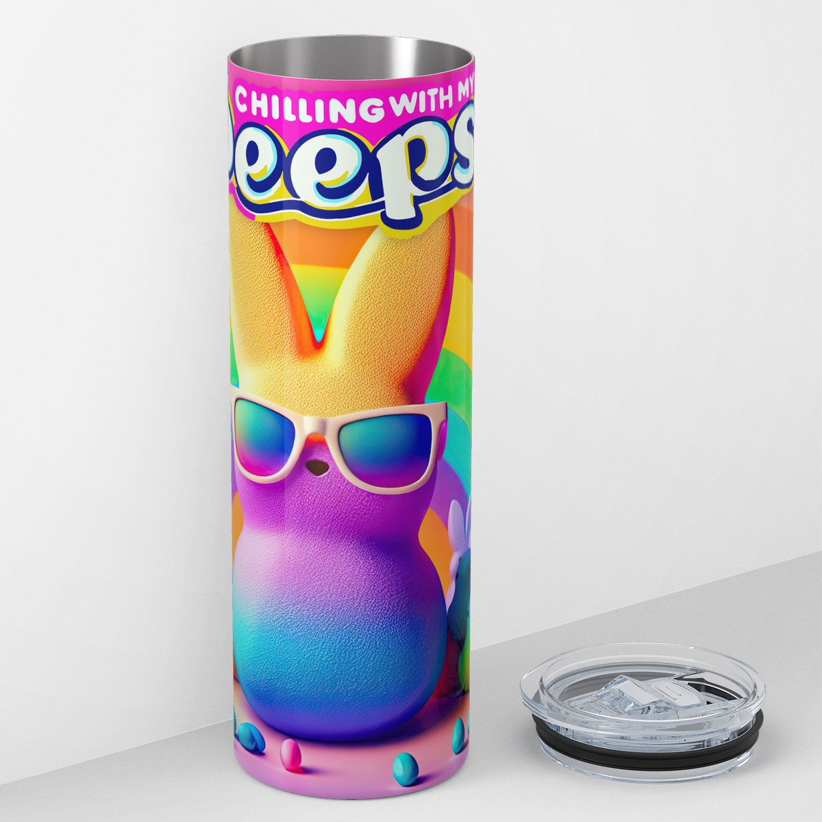 Rainbow Chilling with my Peeps 20oz Skinny Tumbler