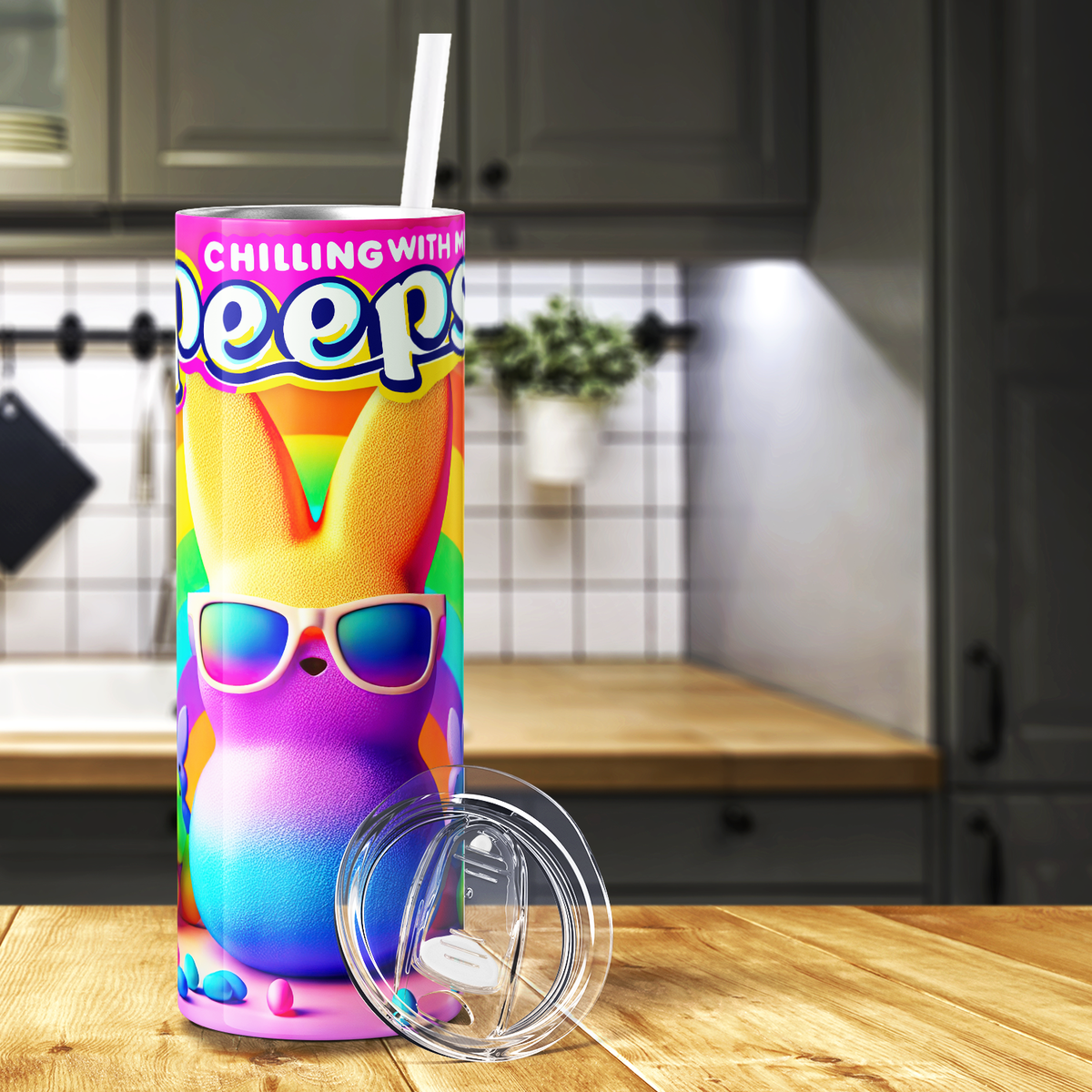 Rainbow Chilling with my Peeps 20oz Skinny Tumbler