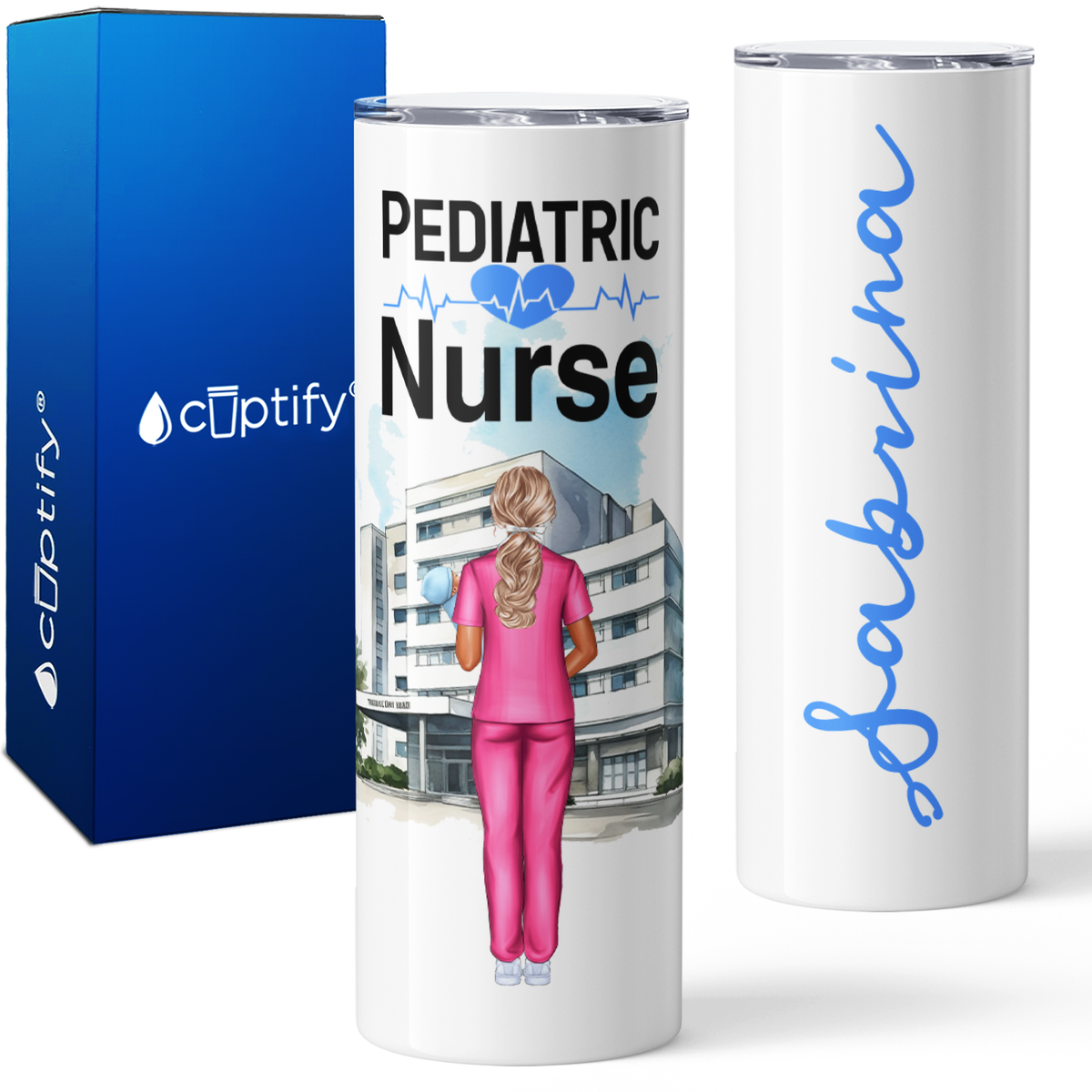 Personalized Pediatric Nurse 20oz Skinny Tumbler