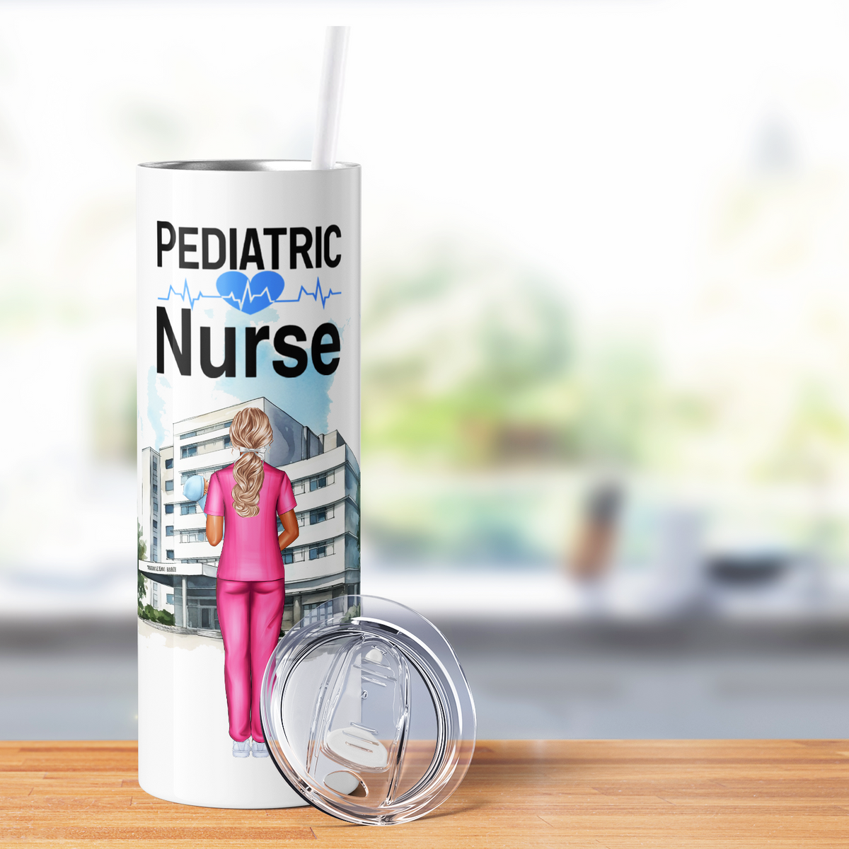 Personalized Pediatric Nurse 20oz Skinny Tumbler