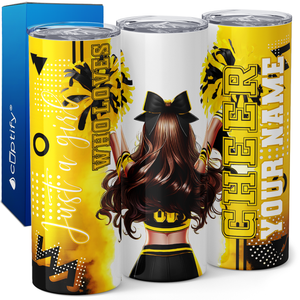 Personalized Cheer Girl Brunette 20oz Skinny Tumbler