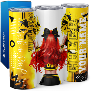 Personalized Cheer Girl Redhead 20oz Skinny Tumbler