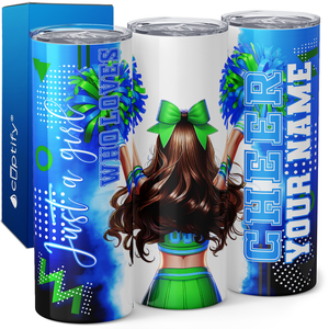 Personalized Cheer Girl Brunette 20oz Skinny Tumbler