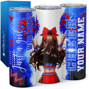 Personalized Cheer Girl Brunette 20oz Skinny Tumbler