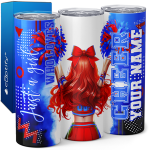 Personalized Cheer Girl Redhead 20oz Skinny Tumbler