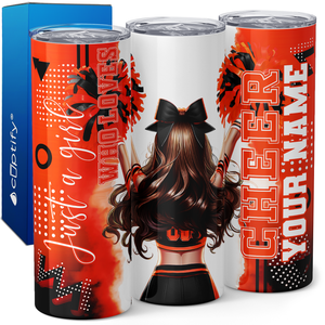 Personalized Cheer Girl Brunette 20oz Skinny Tumbler