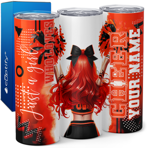 Personalized Cheer Girl Redhead 20oz Skinny Tumbler