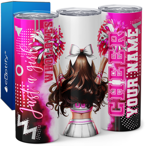 Personalized Cheer Girl Brunette 20oz Skinny Tumbler