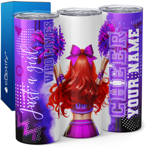 Personalized Cheer Girl Redhead 20oz Skinny Tumbler