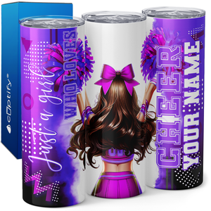 Personalized Cheer Girl Brunette 20oz Skinny Tumbler