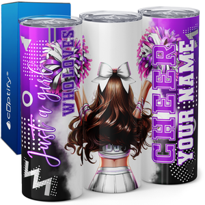 Personalized Cheer Girl Brunette 20oz Skinny Tumbler