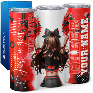 Personalized Cheer Girl Brunette 20oz Skinny Tumbler