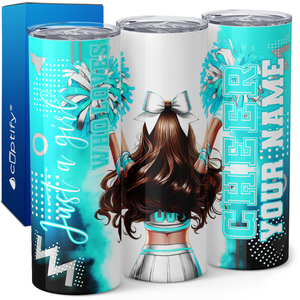 Personalized Cheer Girl Brunette 20oz Skinny Tumbler