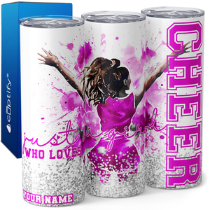 Personalized Girl that Loves Cheer 20oz Skinny Tumbler