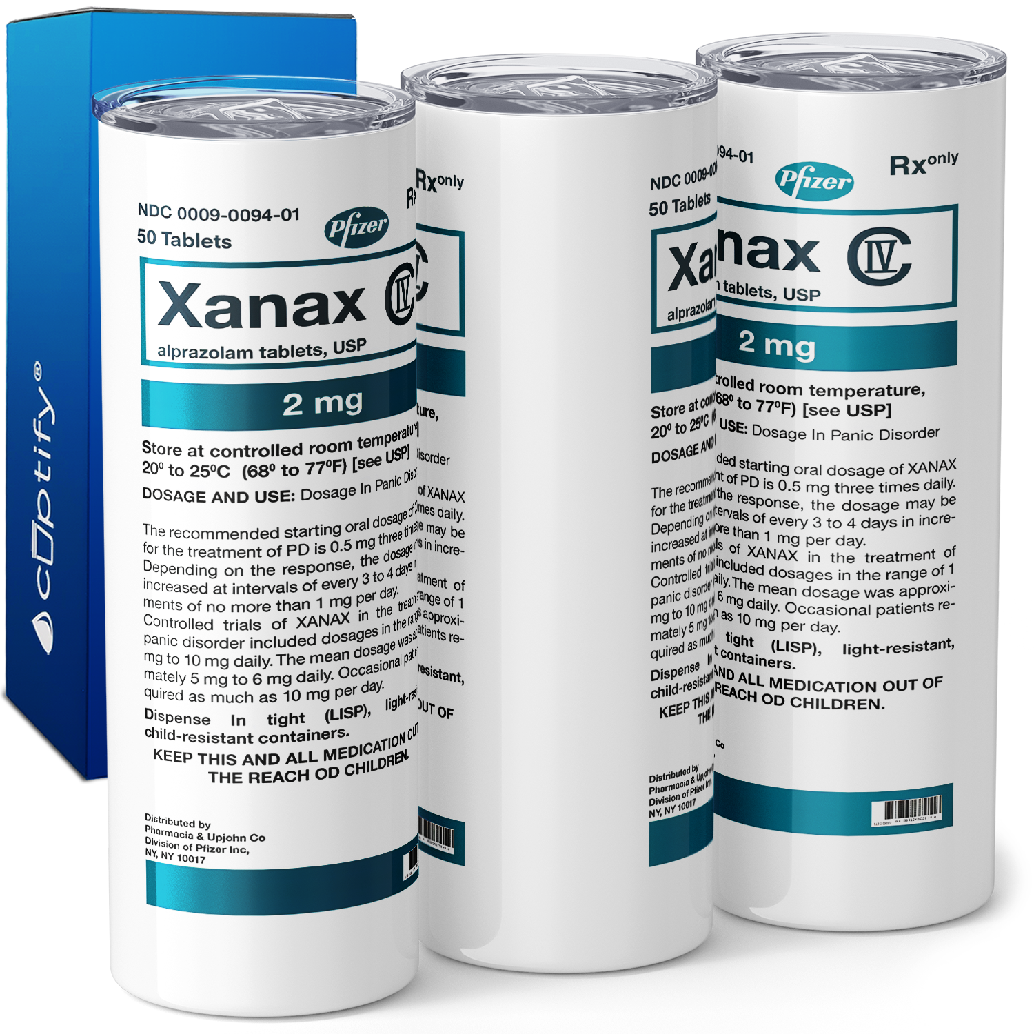 Xanax Teal 20oz Skinny Tumbler