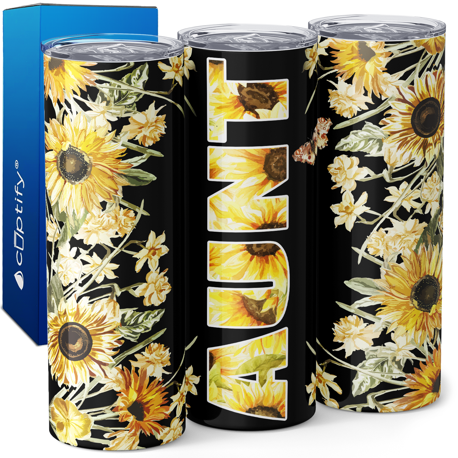 Aunt in Sunflowers 20oz Skinny Tumbler