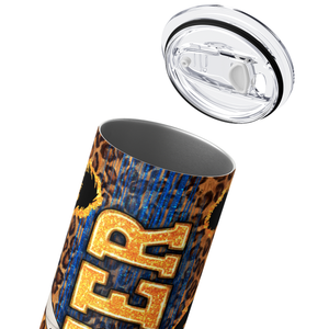 Cheer Blue and Gold Leopard Print 20oz Skinny Tumbler