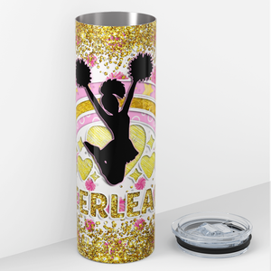 Cheer Mom Purple Glitter 20oz Skinny Tumbler