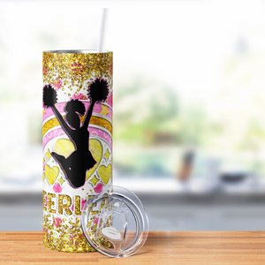 Cheer Mom Purple Glitter 20oz Skinny Tumbler