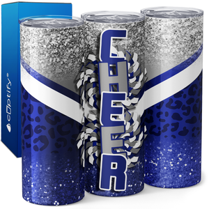 Cheer Glitter Leopard Print 20oz Skinny Tumbler