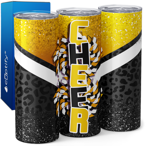 Cheer Glitter Leopard Print 20oz Skinny Tumbler