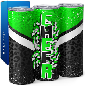 Cheer Glitter Leopard Print 20oz Skinny Tumbler