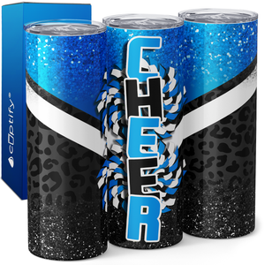 Cheer Glitter Leopard Print 20oz Skinny Tumbler