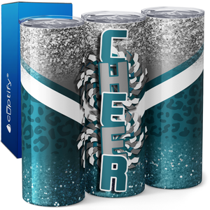 Cheer Glitter Leopard Print 20oz Skinny Tumbler