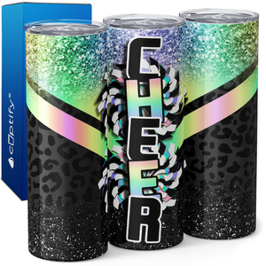 Cheer Glitter Leopard Print 20oz Skinny Tumbler