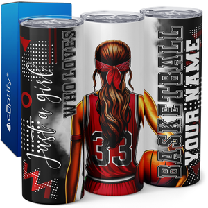 Personalized Girl Basketball Player 20oz Skinny Tumbler