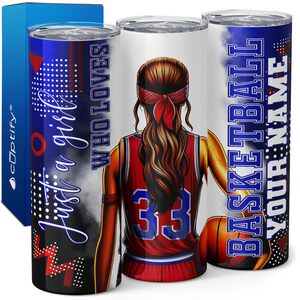 Personalized Girl Basketball Player 20oz Skinny Tumbler