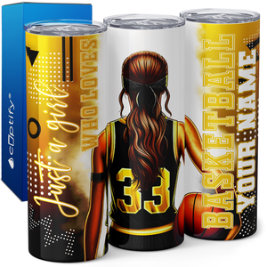 Personalized Girl Basketball Player 20oz Skinny Tumbler