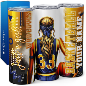 Personalized Girl Basketball Player 20oz Skinny Tumbler