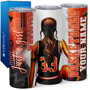 Personalized Girl Basketball Player 20oz Skinny Tumbler