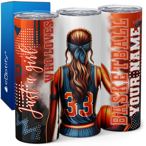 Personalized Girl Basketball Player 20oz Skinny Tumbler