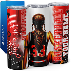 Personalized Girl Basketball Player 20oz Skinny Tumbler