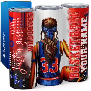 Personalized Girl Basketball Player 20oz Skinny Tumbler