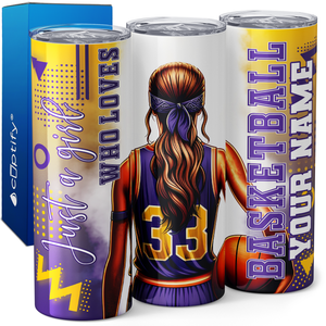 Personalized Girl Basketball Player 20oz Skinny Tumbler