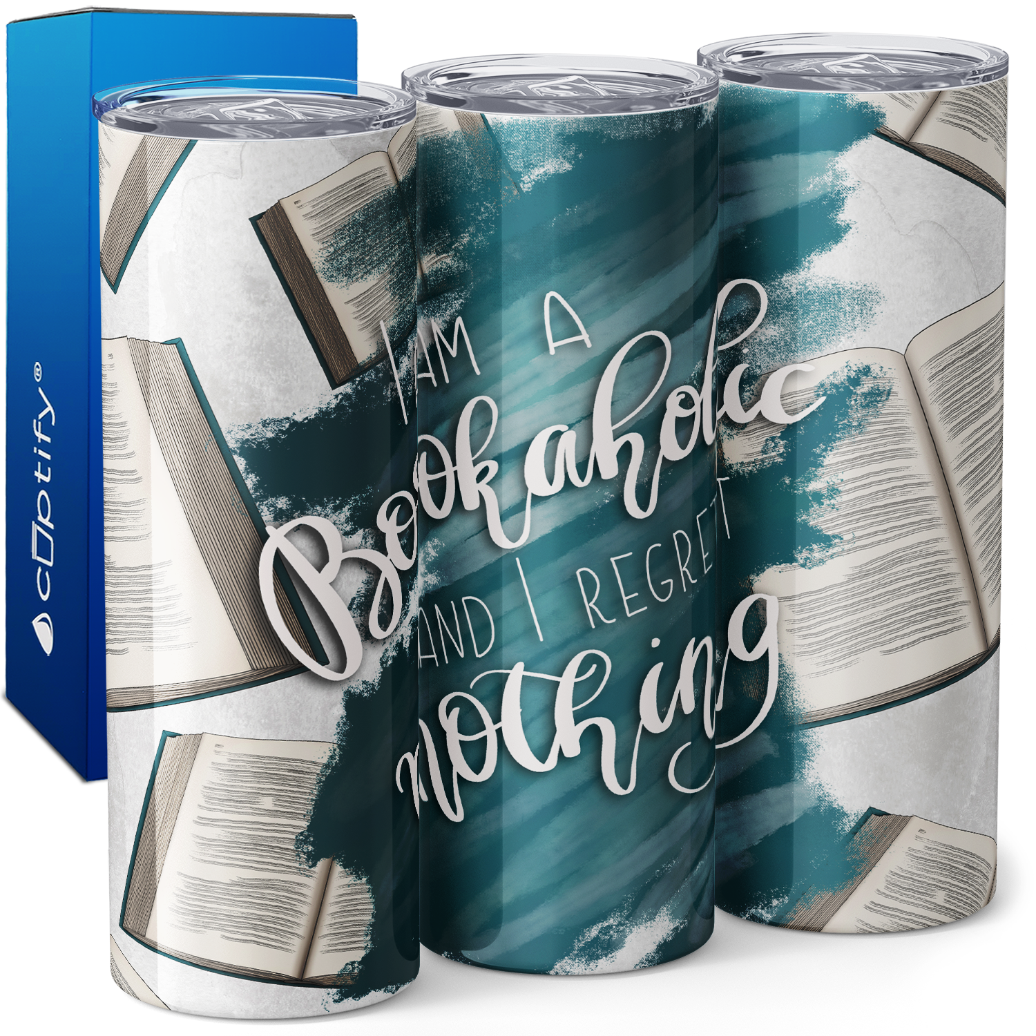 I am a Bookaholic and I Regret Nothing 20oz Skinny Tumbler