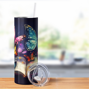 Butterfly Book 20oz Skinny Tumbler