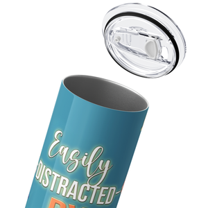 Easily Distracted by Books with Flowers 20oz Skinny Tumbler